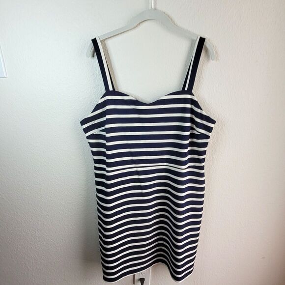 Old Navy Ponte Sheath Dress XL Navy White Stripe Bodycon Sleeveless Stretch - Picture 12 of 16